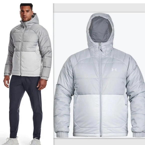 NWT! Under Armour Men's Storm Insulated Full-Zip Hooded Jacket Grey Size XL - Picture 1 of 14